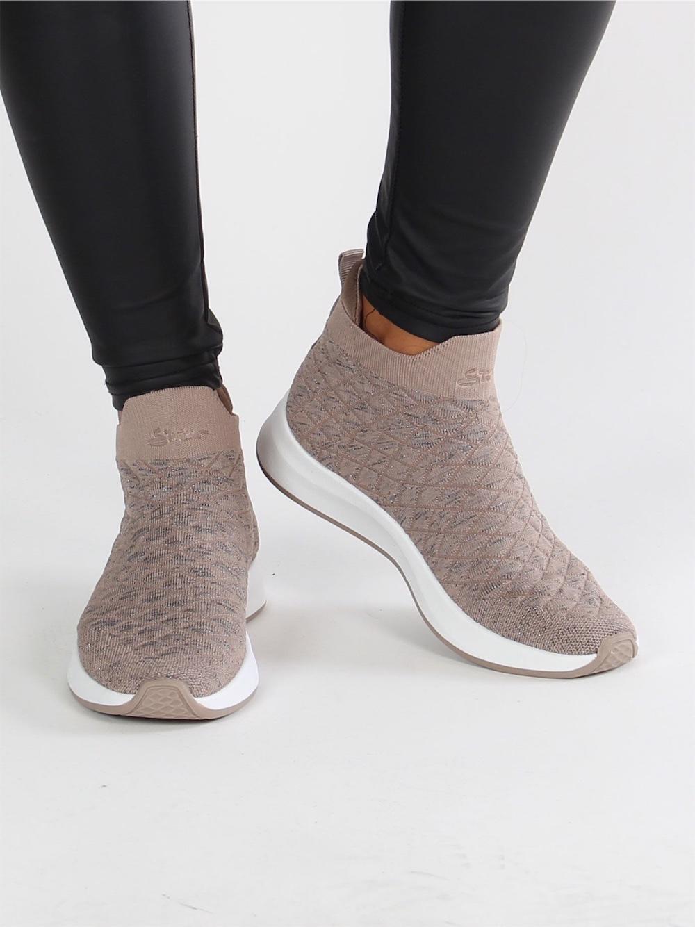 Benedicta - Sorte sokkesneakers med tynde glimmertråde i